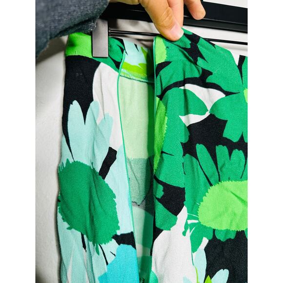 AFRM Electric Green Floral Print 70s Psychedelic High Waist A-Line Deren SkirtXS - Picture 11 of 16